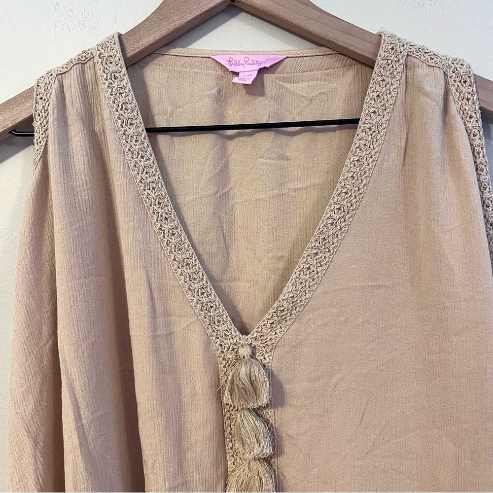 Lilly Pulitzer Women’s Julietta Sand Dune Tunic Size S/M Tassel Beachy Boho - Picture 3 of 7